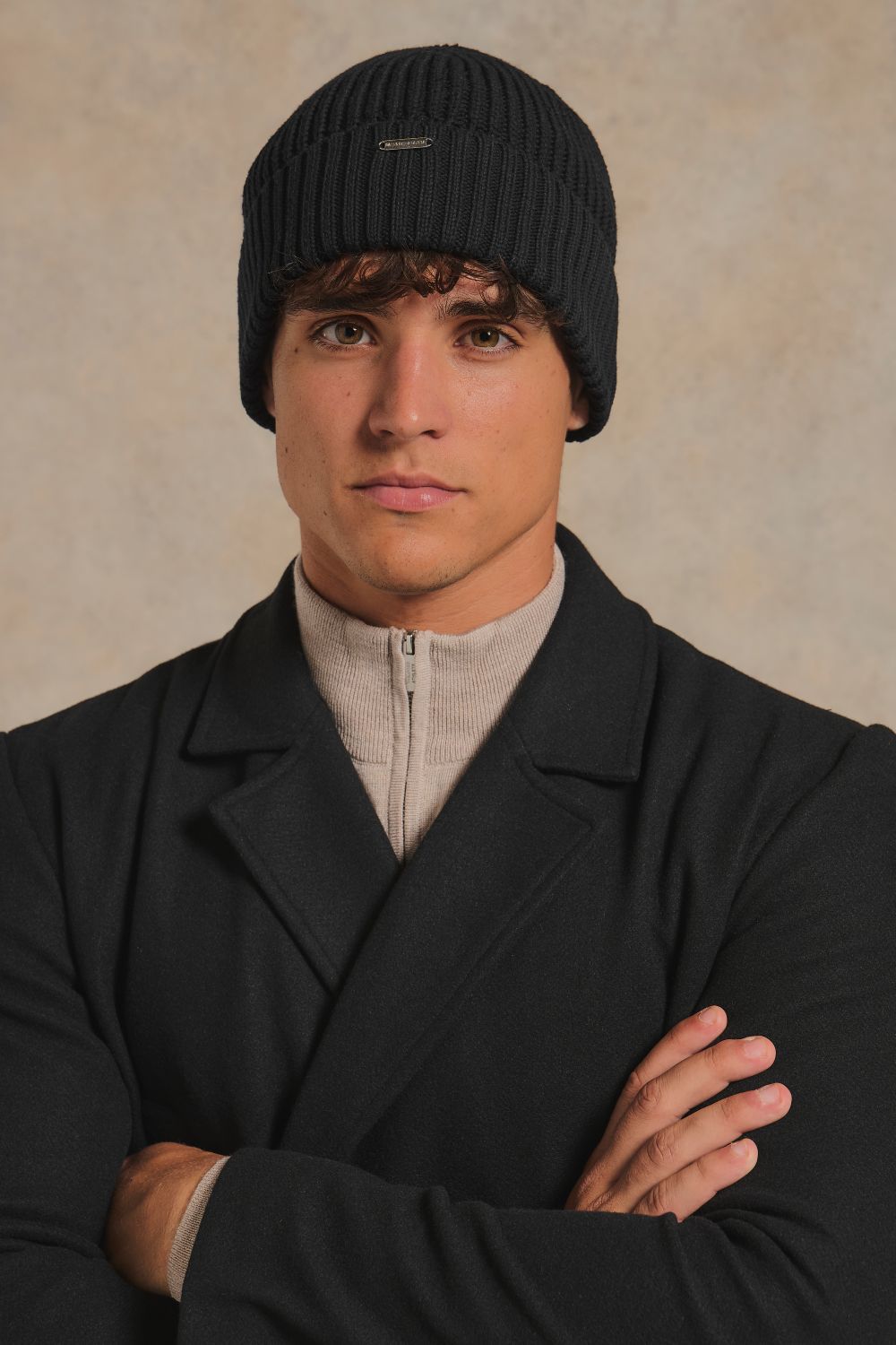 Pure Cotton Knitted Beanie in Black
