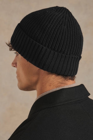 Pure Cotton Knitted Beanie in Black