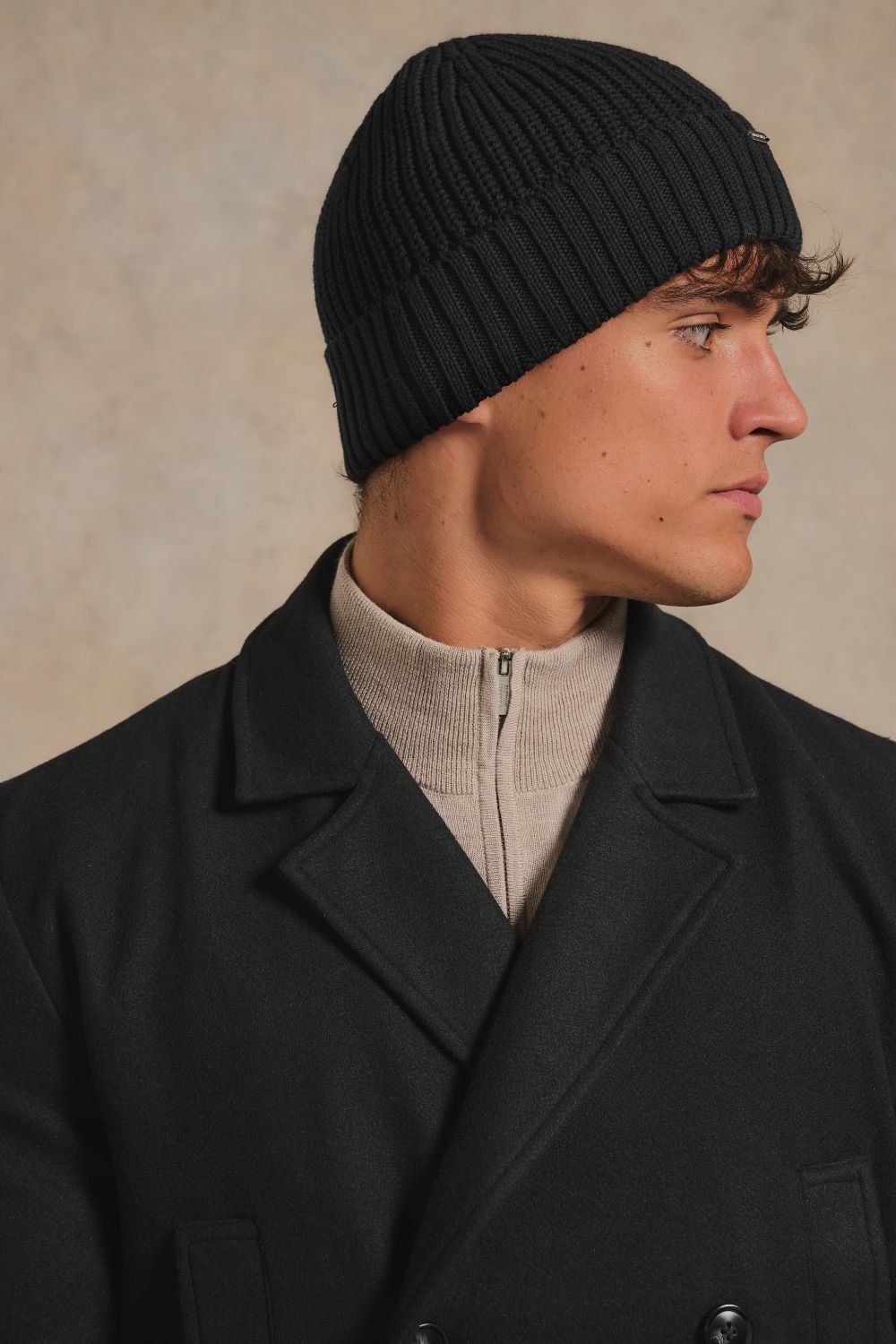 Pure Cotton Knitted Beanie in Black
