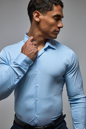 Performance Business Shirt in Blue/White Bengal Stripe