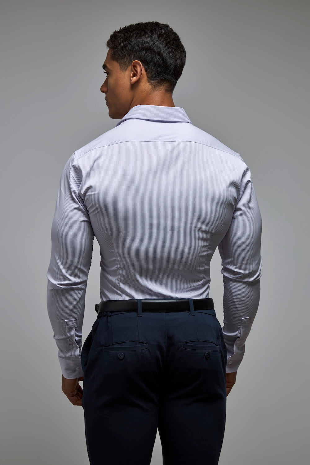Performance Business Shirt in Lilac/White Bengal Stripe