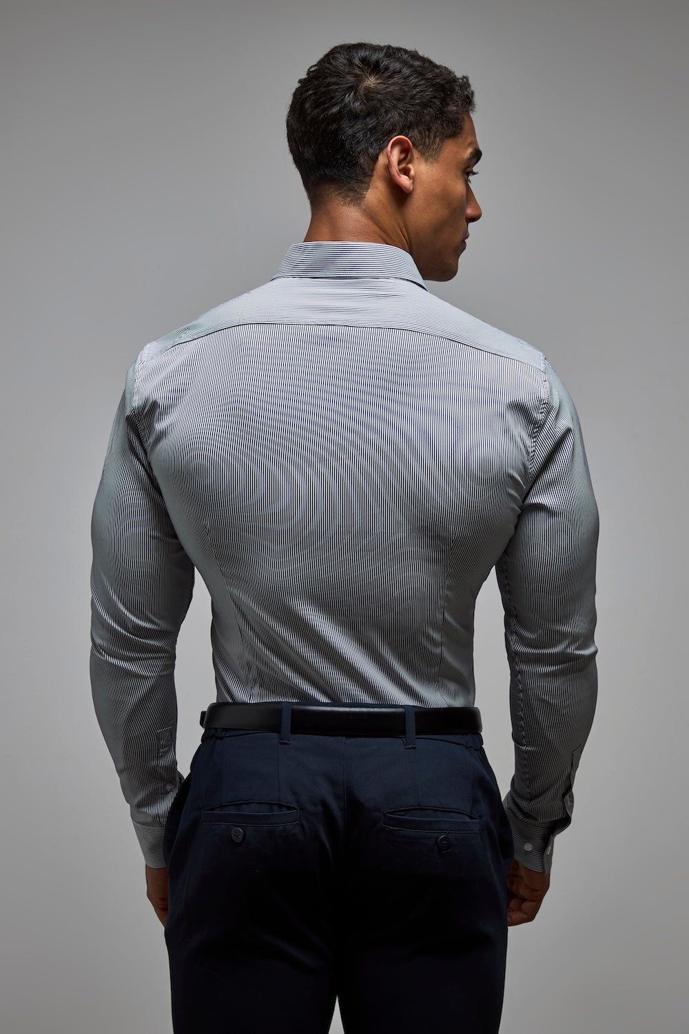 Performance Business Shirt in Navy/White Bengal Stripe