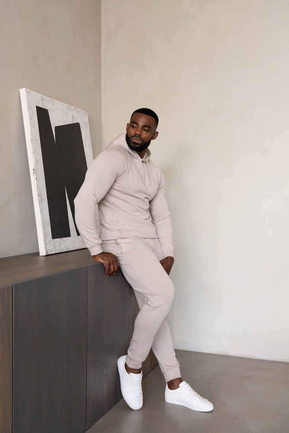 Interlock Hoodie Sweat in Stone