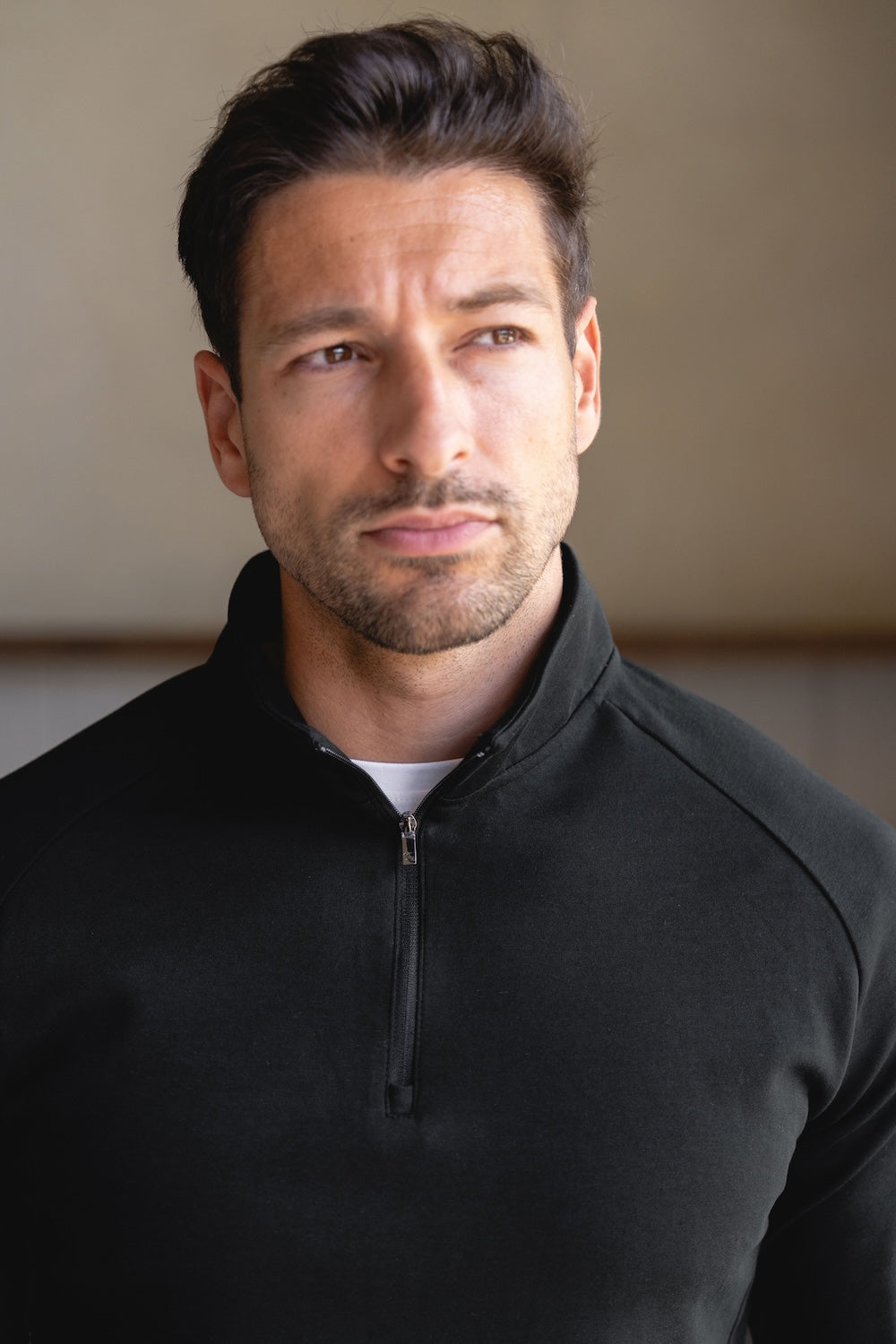 Interlock Half Zip Sweatshirt in Black