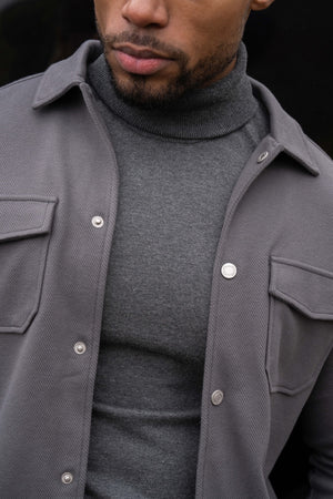 Twill Jersey Shacket in Steel Grey
