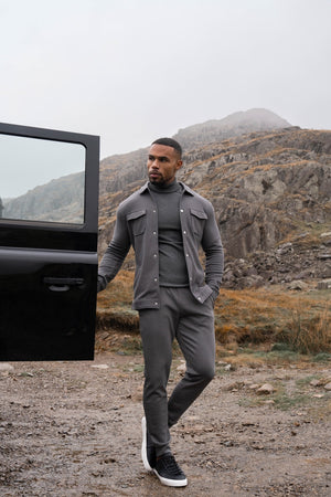 Twill Jersey Shacket in Steel Grey