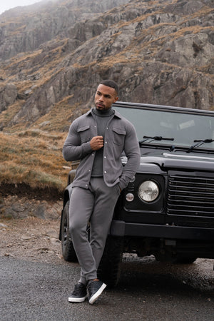 Twill Jersey Shacket in Steel Grey