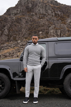 Melange Trousers in Pale Grey