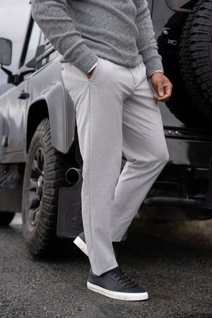 Melange Trousers in Pale Grey