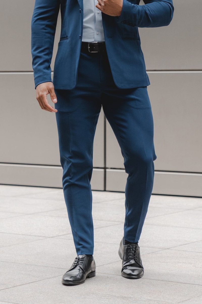 True Muscle Fit Tech Suit Trousers in Navy - TAILORED ATHLETE - ROW