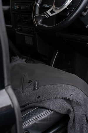 Herringbone Funnel Neck Overcoat in Charcoal