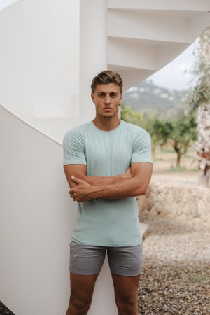 Premium Muscle Fit T-Shirt in Soft Aqua - TAILORED ATHLETE - ROW