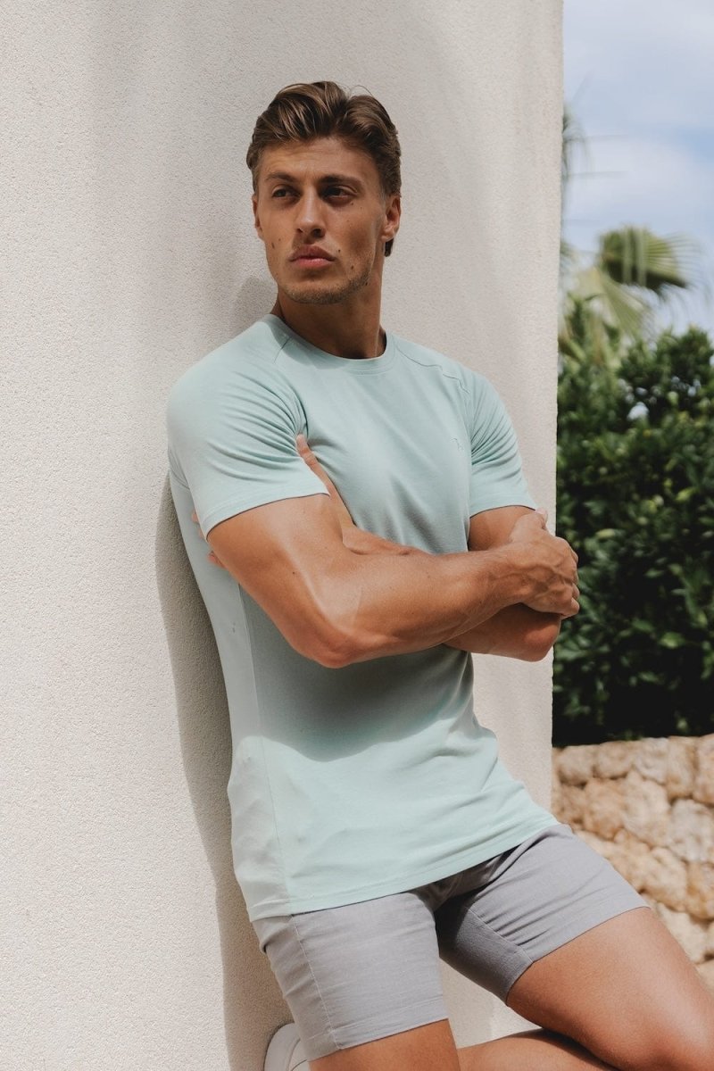 Premium Muscle Fit T-Shirt in Soft Aqua - TAILORED ATHLETE - ROW