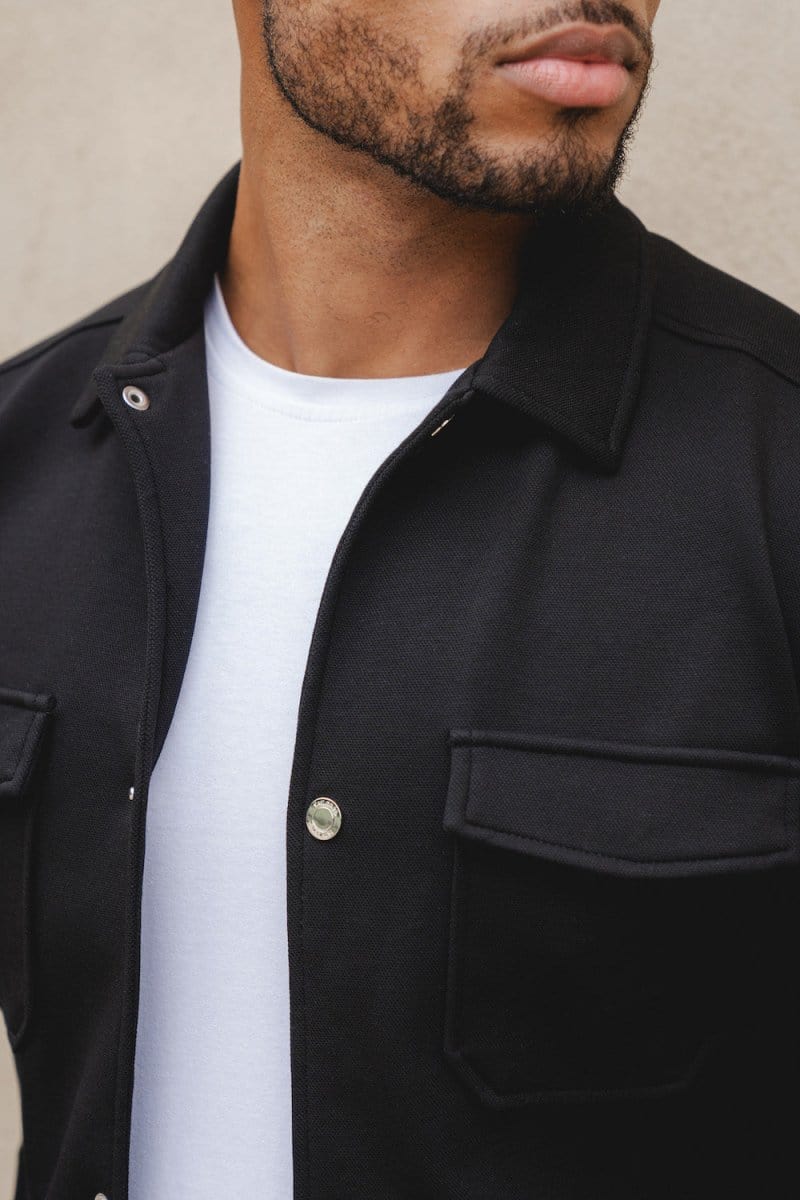 Jersey Shacket in Black - TAILORED ATHLETE - ROW