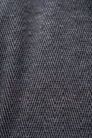 Herringbone Funnel Neck Overcoat in Charcoal