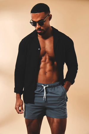 Quick Dry Plain Swim Shorts in Graphite