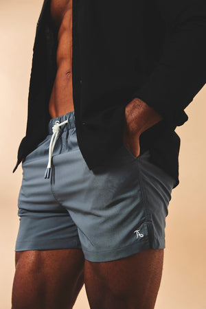 Quick Dry Plain Swim Shorts in Graphite