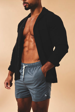 Quick Dry Plain Swim Shorts in Graphite