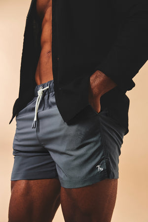 Quick Dry Plain Swim Shorts in Graphite