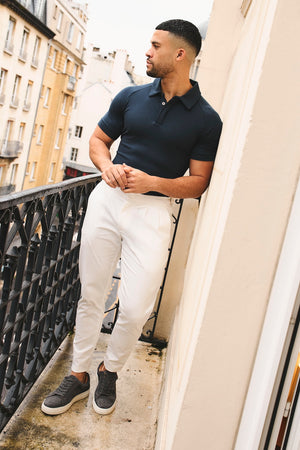 Luxe Smart Polo Shirt in Ink Blue