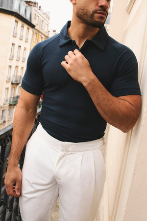 Luxe Smart Polo Shirt in Ink Blue