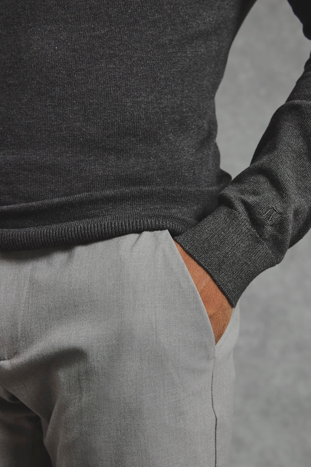 Pure Cotton Knitted Half Zip Neck Jumper in Brown Marl