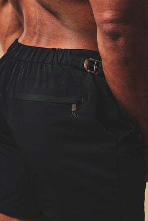 Quick Dry Hybrid Side Adjuster Swim Short in Black