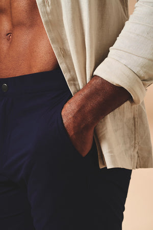Quick Dry Hybrid Side Adjuster Swim Shorts in Navy