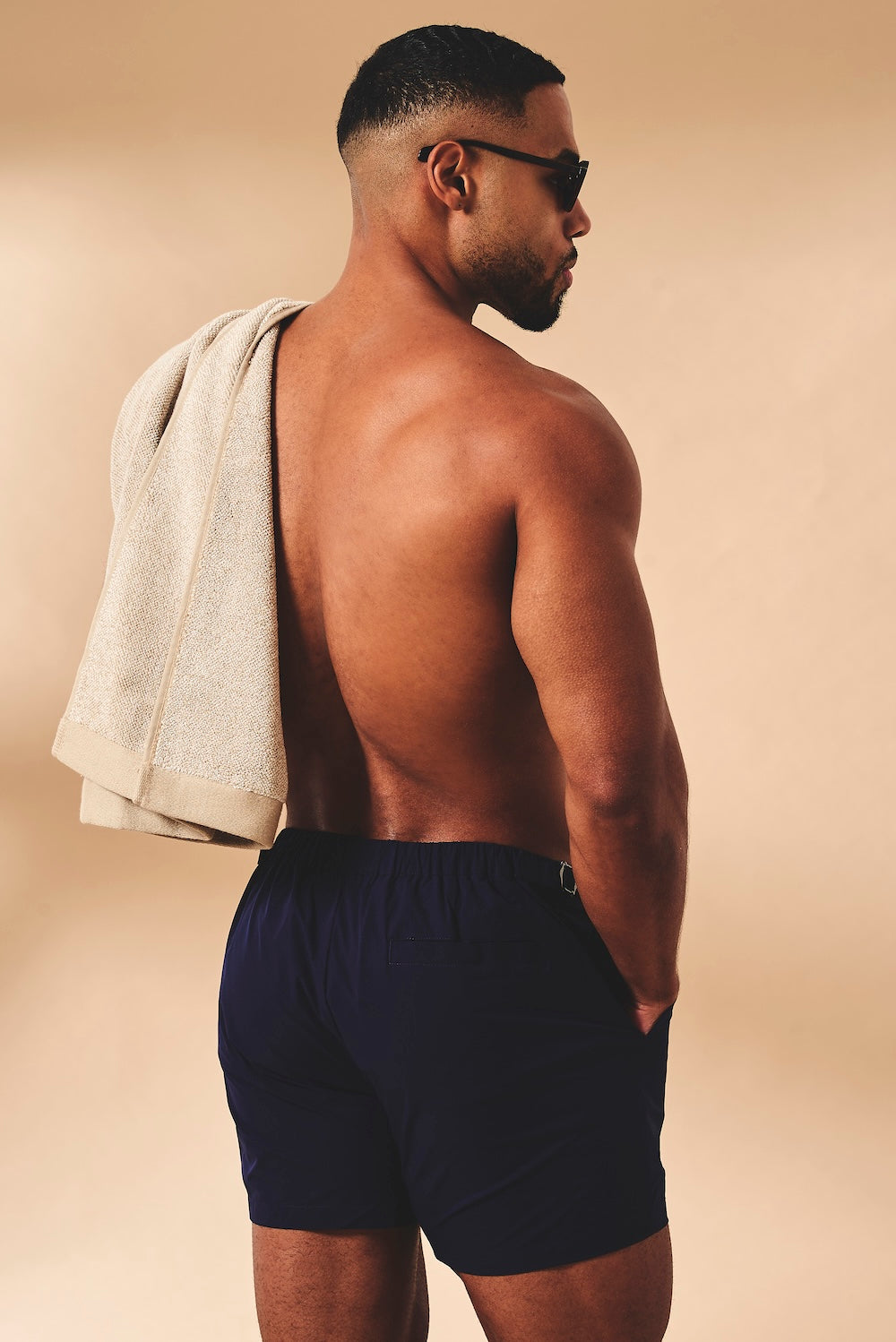 Quick Dry Hybrid Side Adjuster Swim Shorts in Navy