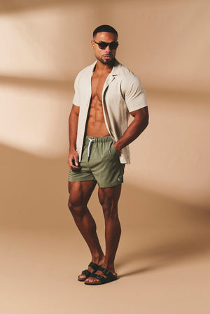 Quick Dry Plain Swim Shorts in Khaki