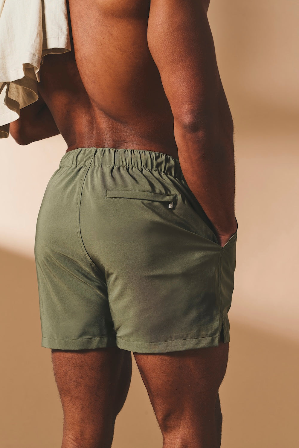 Quick Dry Plain Swim Shorts in Khaki