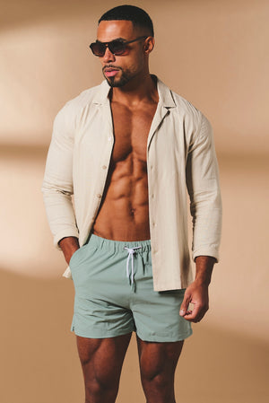 Quick Dry Plain Swim Shorts in Sage