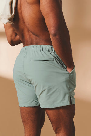 Quick Dry Plain Swim Shorts in Sage
