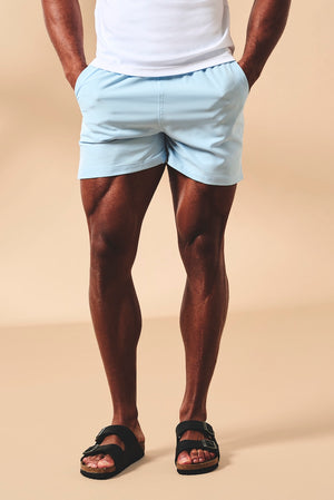 Quick Dry Plain Swim Shorts in Pale Blue