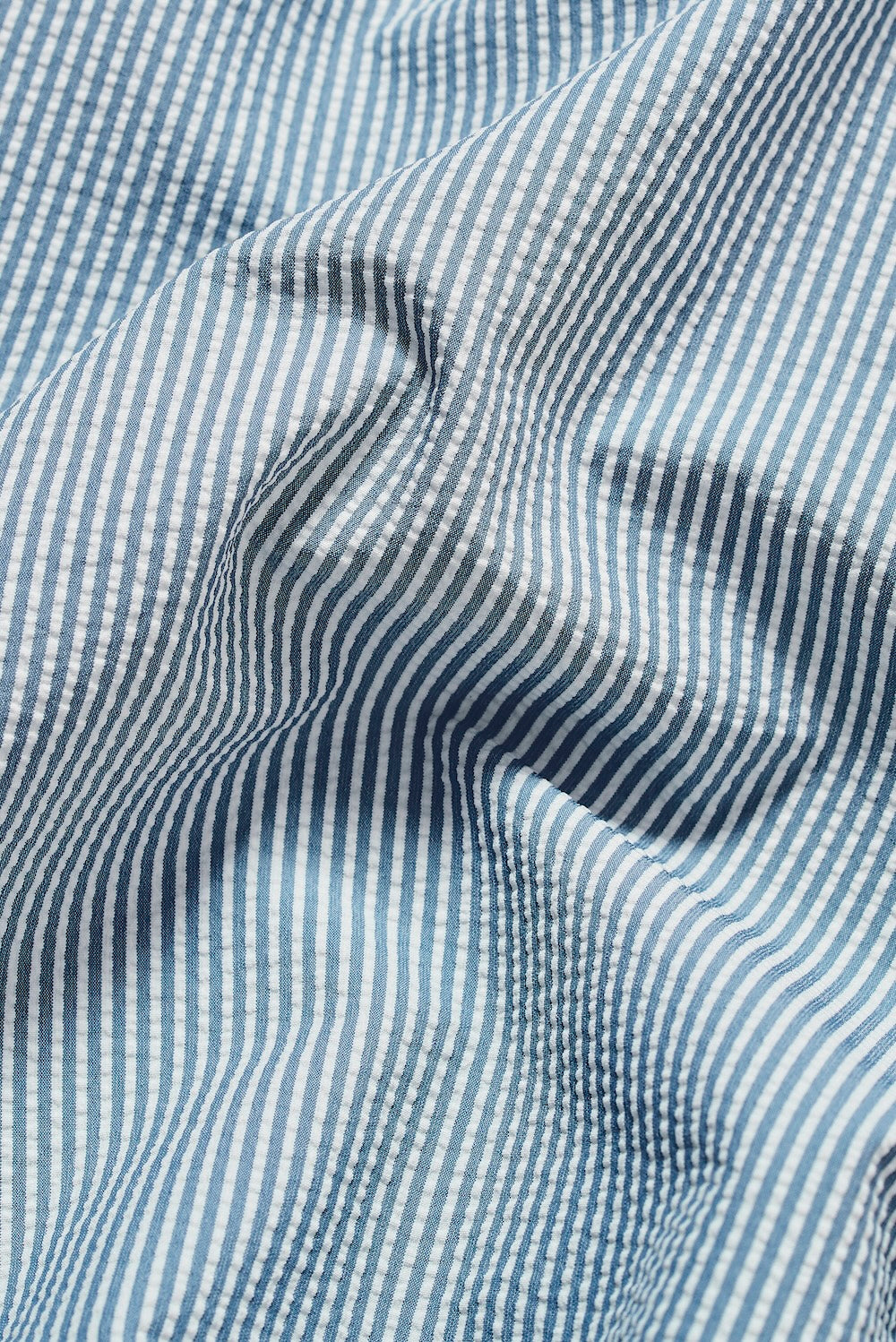 Quick Dry Seersucker Stripe Swim Shorts in Blue and White
