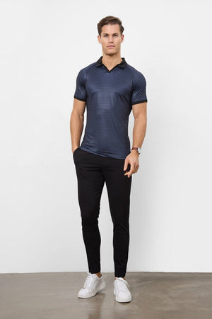 Retro Open Collar Polo Shirt in Square Geo Print - TAILORED ATHLETE - ROW