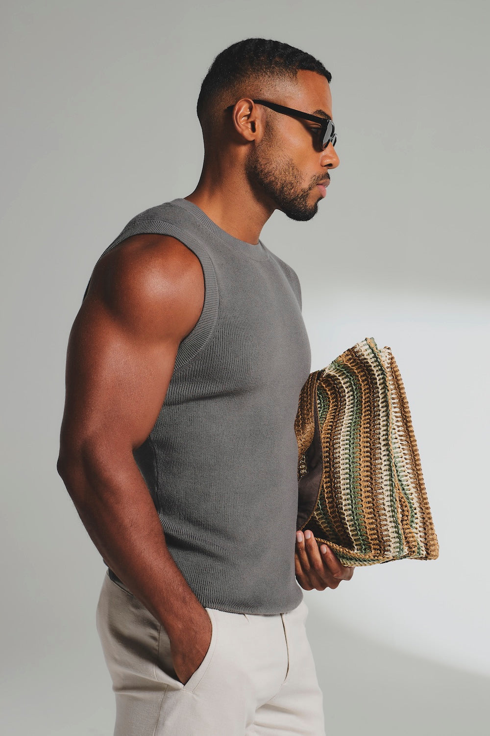 Knitted Vest in Olive