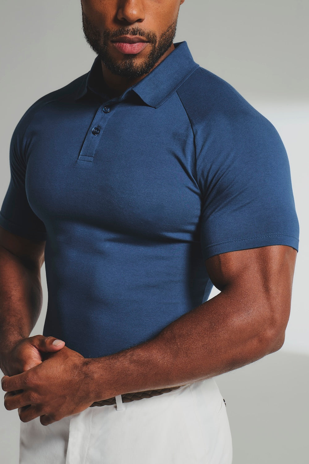 Muscle Fit Polo Shirt in Ink Blue
