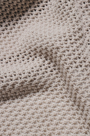 Colour Block Crochet Knitted Shirt in Mushroom and Chalk