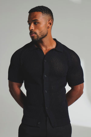 Crochet Knitted Shirt in Black