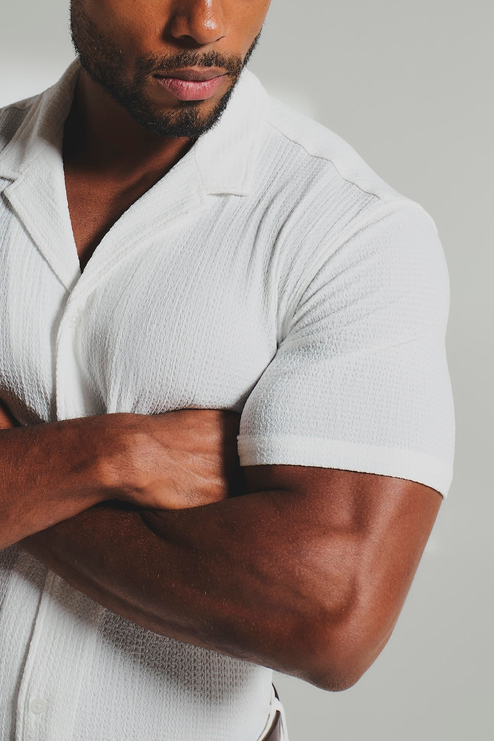 Textured Cuban Collar Shirt in White