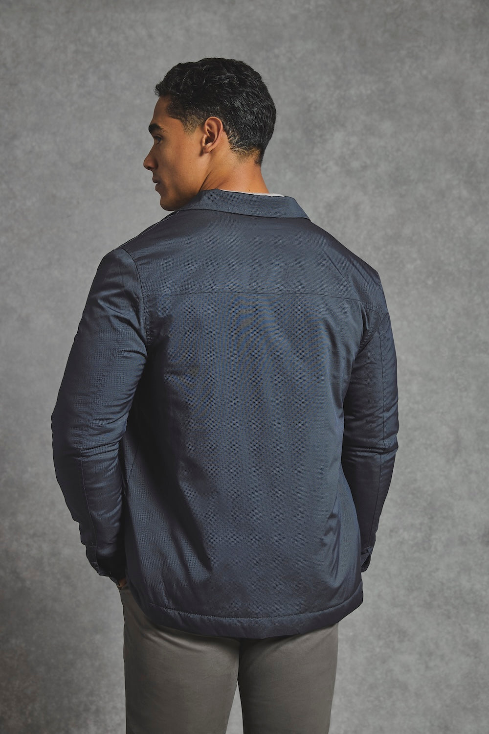 Shower Resistant Padded Coat Jacket in Navy