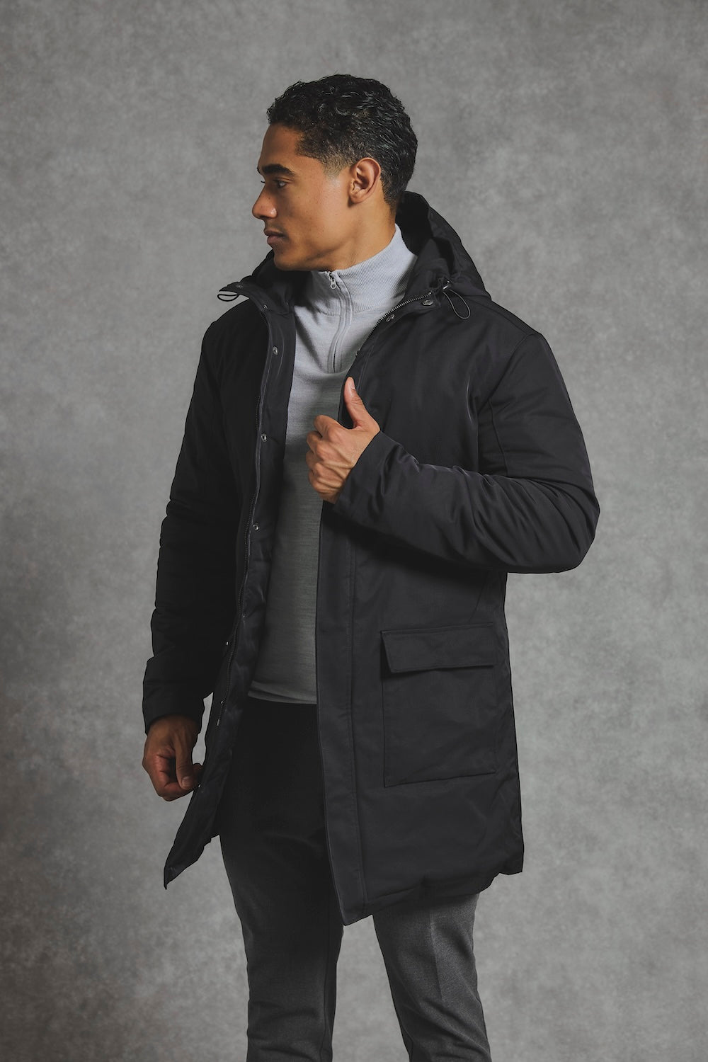 Shower Resistant Padded Parka in Black