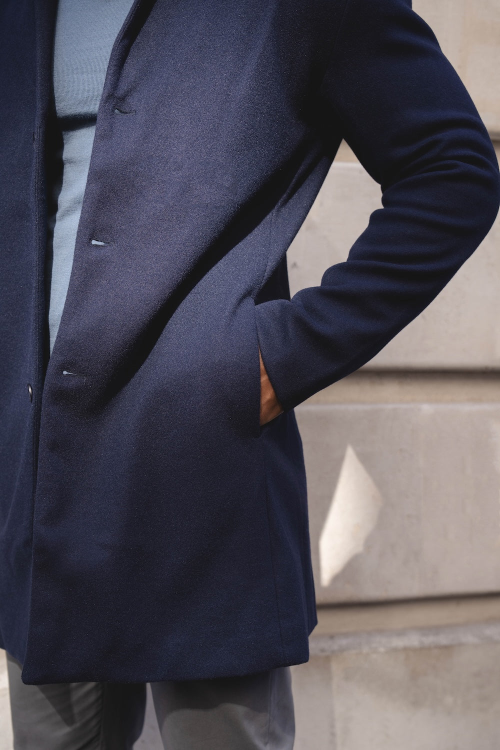 Single Breasted Overcoat in Navy