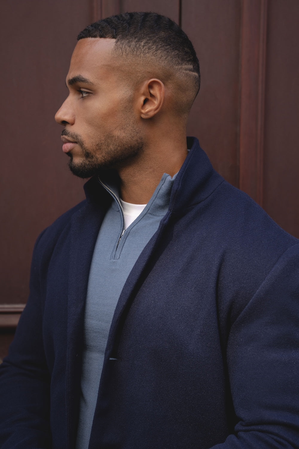 Single Breasted Overcoat in Navy