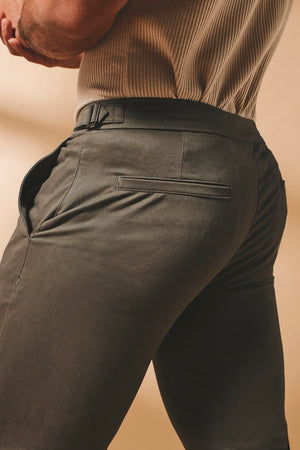 Smart Chino Side Adjuster Trousers in Mocha
