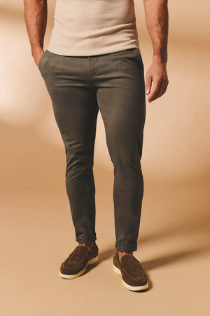 Smart Chino Side Adjuster Trousers in Mocha