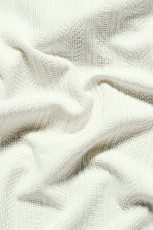 Stripe Patterned Cuban Collar Shirt in Ecru