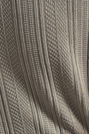 Stripe Patterned Cuban Collar Shirt in Dark Putty