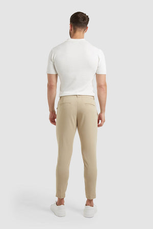 Cropped Pleated Trouser in Stone - TAILORED ATHLETE - ROW